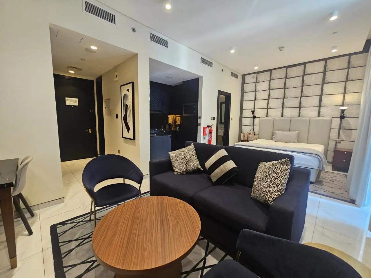 Millennium Atria Business Bay — wide living room view