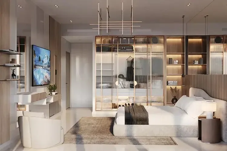 Binghatti Skyflame 1 Bedroom Apartment — bedroom